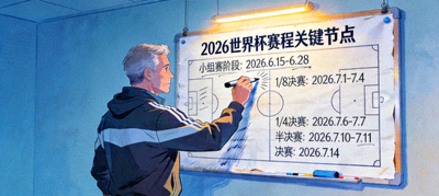 教练在战术板上绘制2026世界杯赛程关键节点，标注备战与比赛日期
